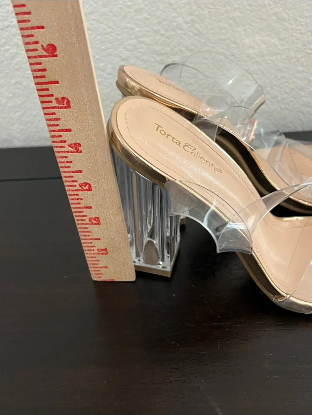 Torta Caliente Kiara Transparent Strap Block Heel Sandals in Nude Size 6M